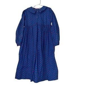 Vtg Komil of Honolulu blue floral long sleeve dress sz 6x made in Hawaii